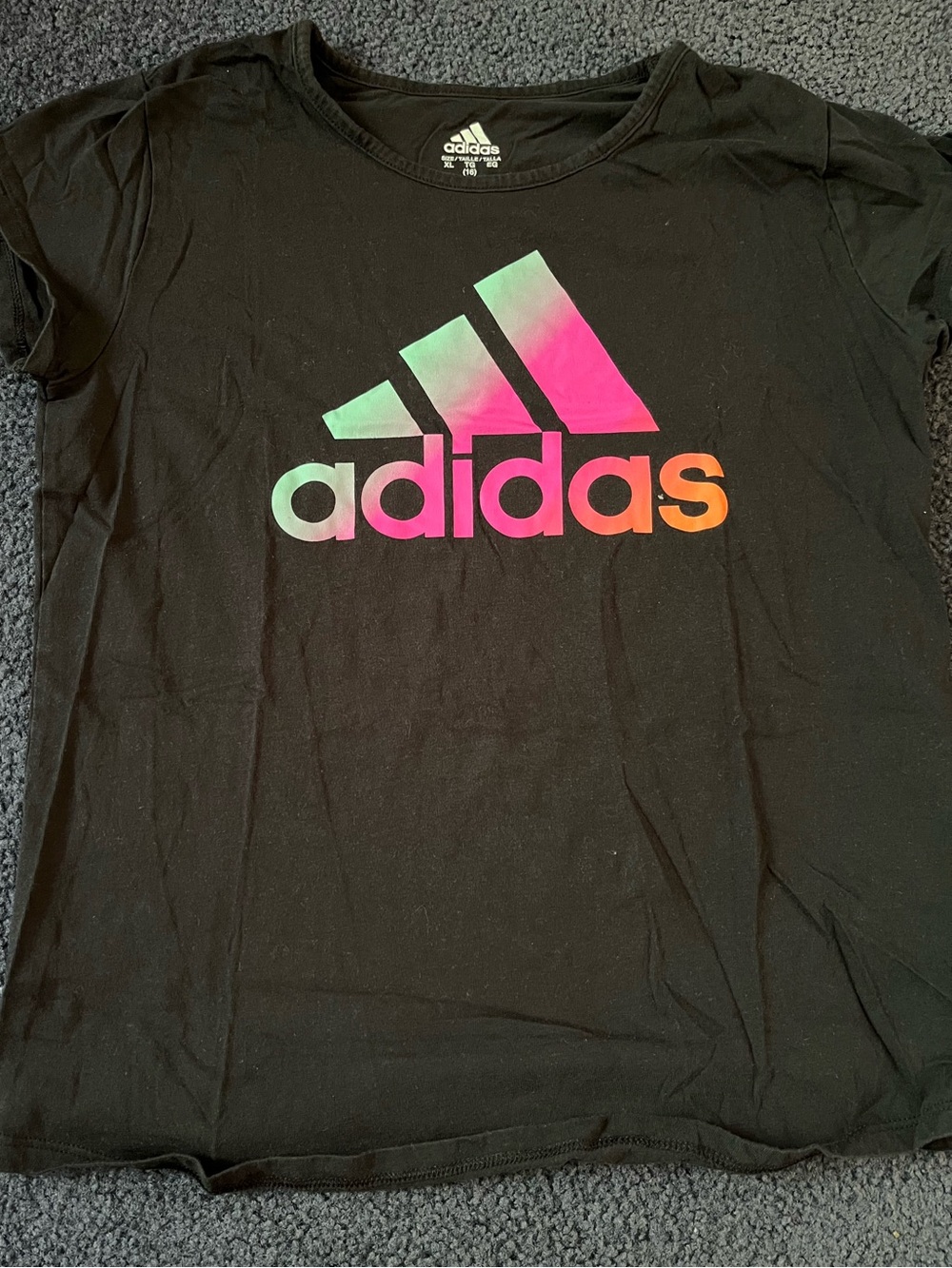 adidas Black Tee with Neon Gradient Logo